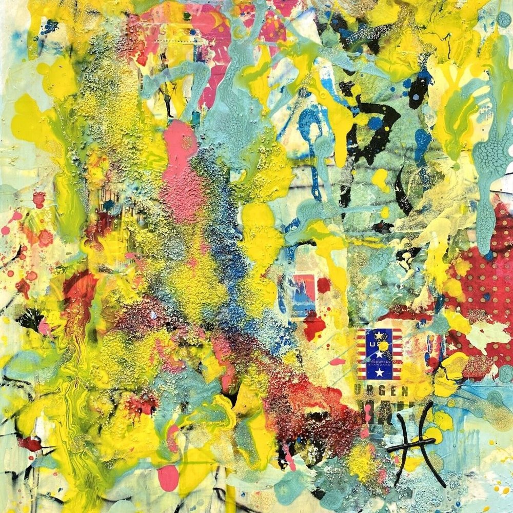 Bright March - Original Art Mixed Media Painting Frame Ready Artwork 11”x14”